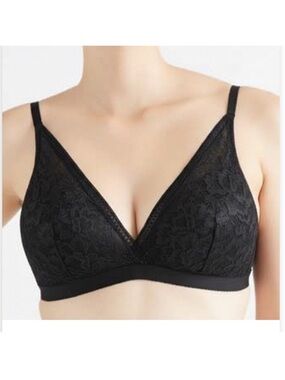 Knix Lace Deep V Bralette Bra Size Large Black